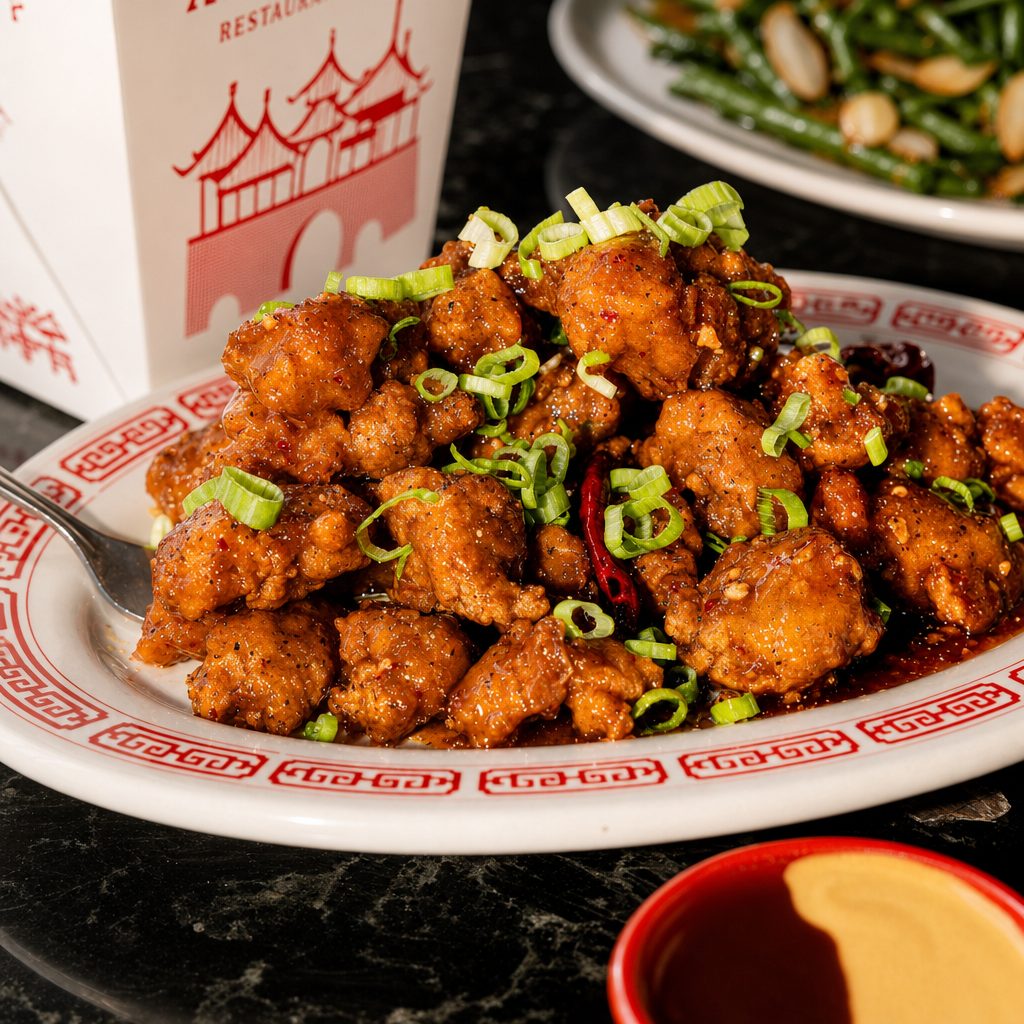 Lunch General Tsao Chicken.